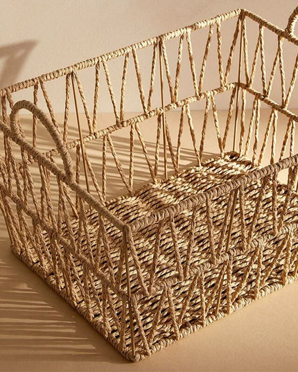 Hand-woven rattan storage basket