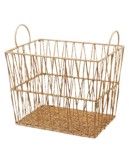 Hand-woven rattan storage basket