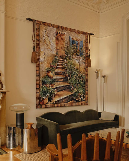 Italian Tuscan Villa Belgian Jacquard Tapestry Wall Hanging