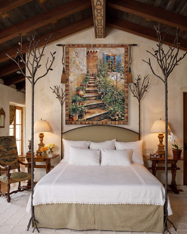 Italian Tuscan Villa Belgian Jacquard Tapestry Wall Hanging