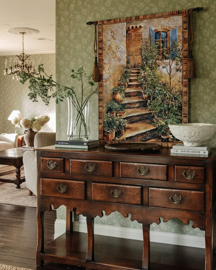 Italian Tuscan Villa Belgian Jacquard Tapestry Wall Hanging