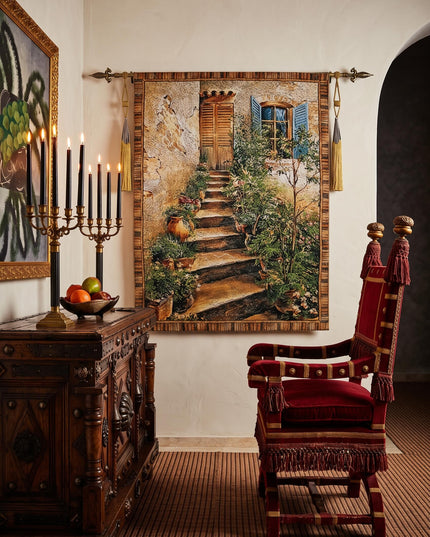 Italian Tuscan Villa Belgian Jacquard Tapestry Wall Hanging