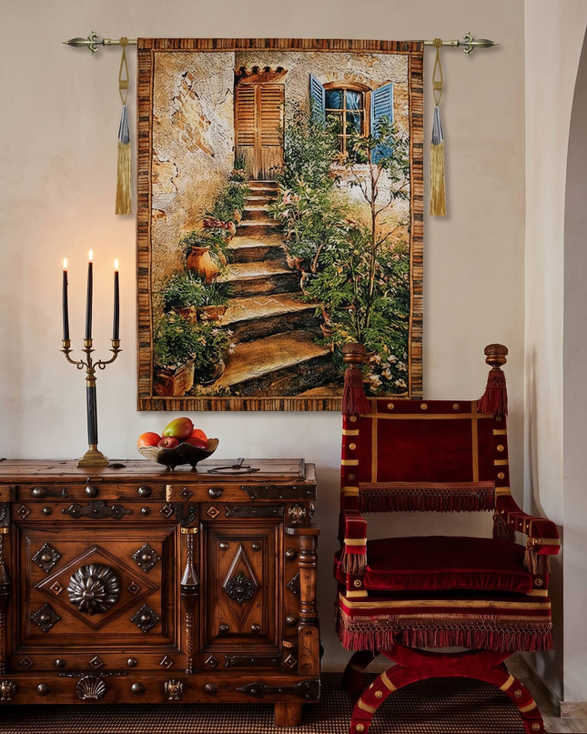 Italian Tuscan Villa Belgian Jacquard Tapestry Wall Hanging