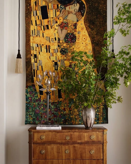 Kiss by Gustav Klimt - 20th-Century Art Jacquard weave Tapestry Wall Hanging