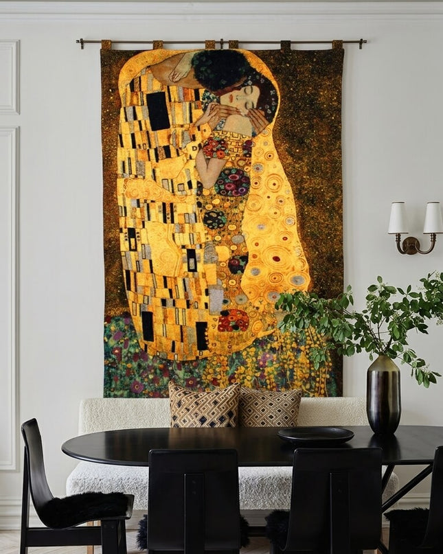 Kiss by Gustav Klimt - 20th-Century Art Jacquard weave Tapestry Wall Hanging