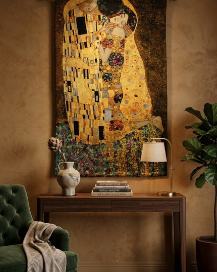 Kiss by Gustav Klimt - 20th-Century Art Jacquard weave Tapestry Wall Hanging