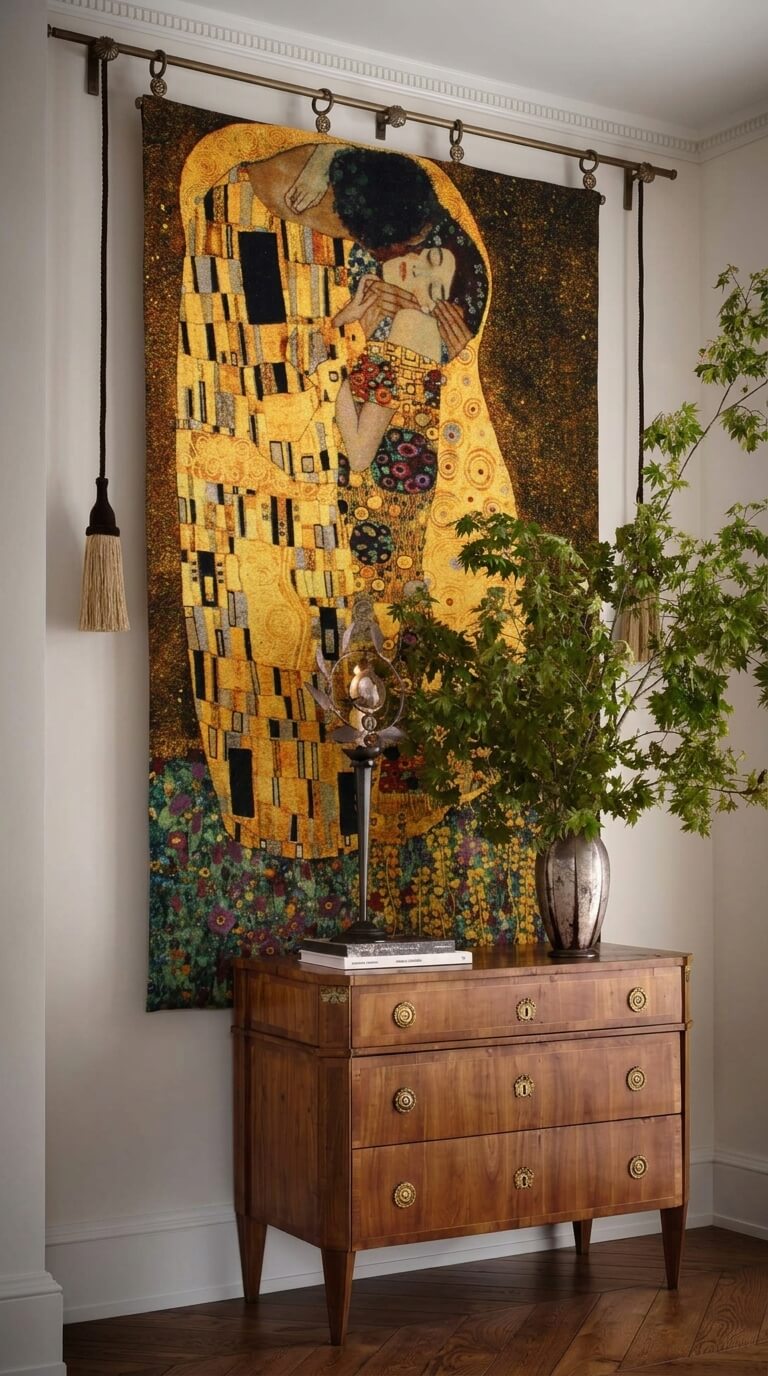 Kiss by Gustav Klimt - 20th-Century Belgium Jacquard Tapestry Wall