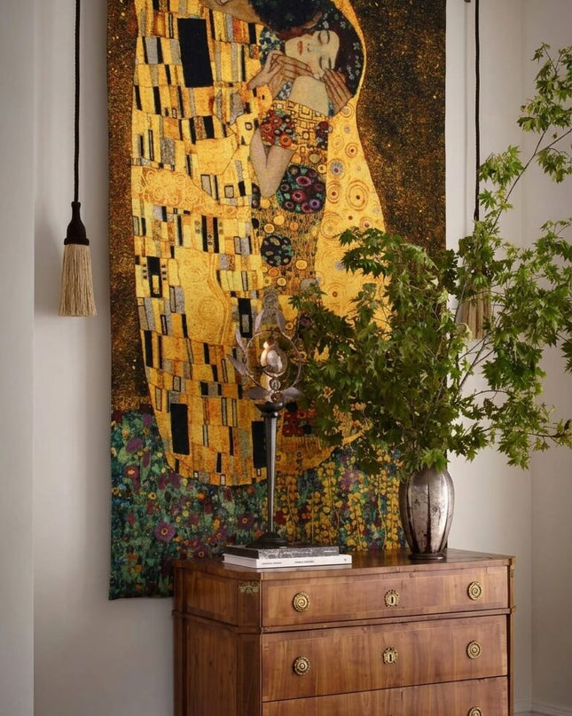 Kiss by Gustav Klimt - 20th-Century Art Jacquard weave Tapestry Wall Hanging