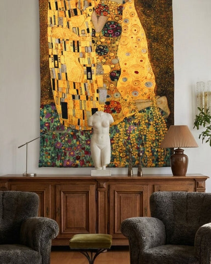 Kiss by Gustav Klimt - 20th-Century Art Jacquard weave Tapestry Wall Hanging