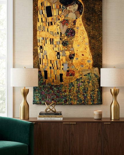 Kiss by Gustav Klimt - 20th-Century Art Jacquard weave Tapestry Wall Hanging