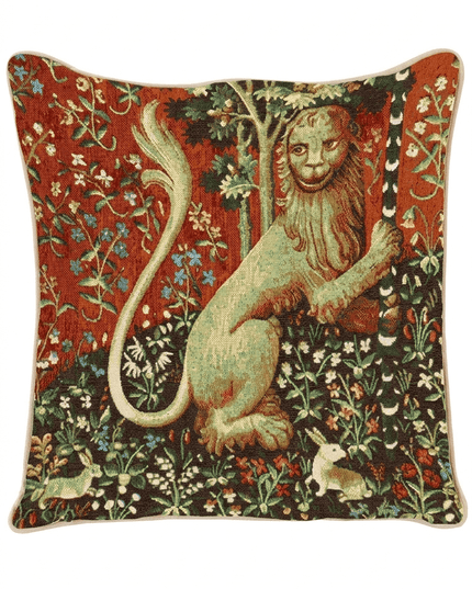 Lady and Unicorn Jacquard Tapestry Pillow Cover — Lion