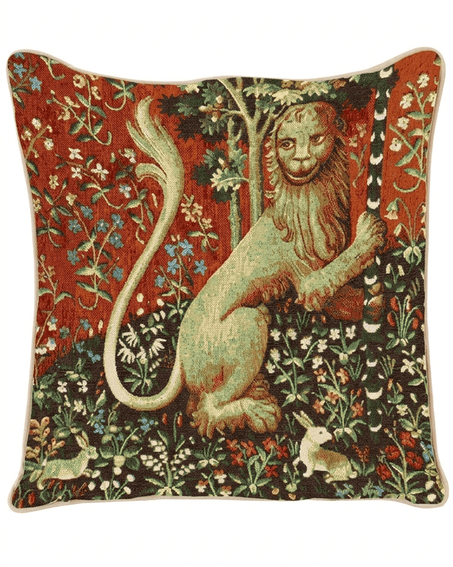 Lady and Unicorn Jacquard Tapestry Pillow Cover — Lion