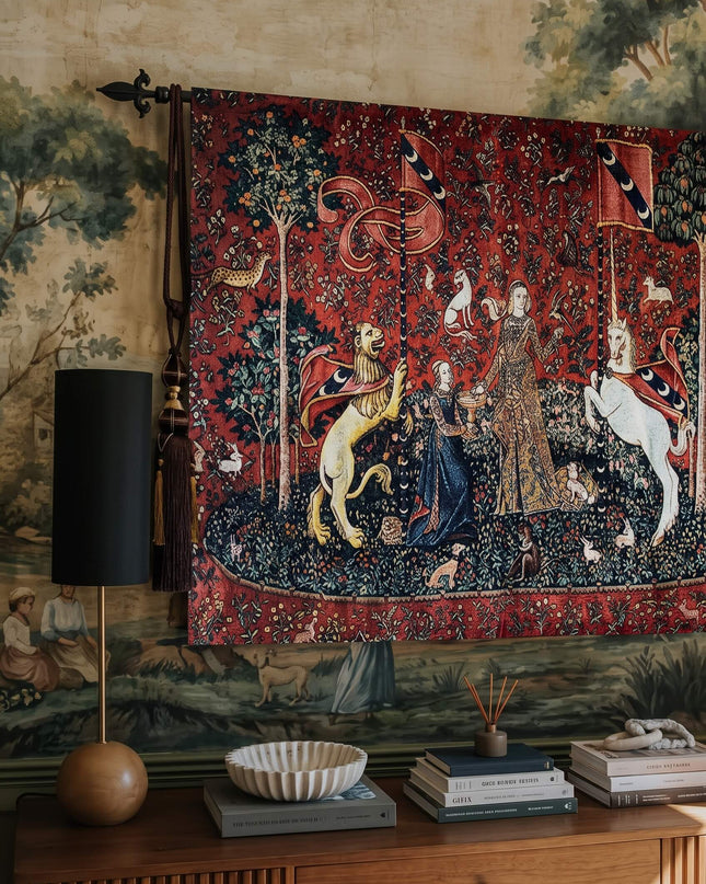 Le Desir Unicorn Tapestry Belgian Jacquard Wall Hanging Millefleurs Lady -Unicorn Taste