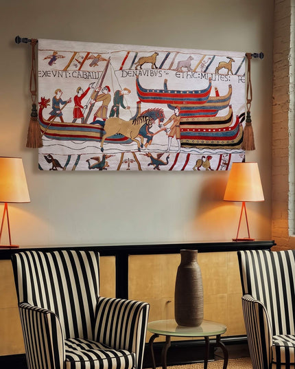 Medieval Bayeux Ship Tapestry - Norman Voyage Wall Hanging