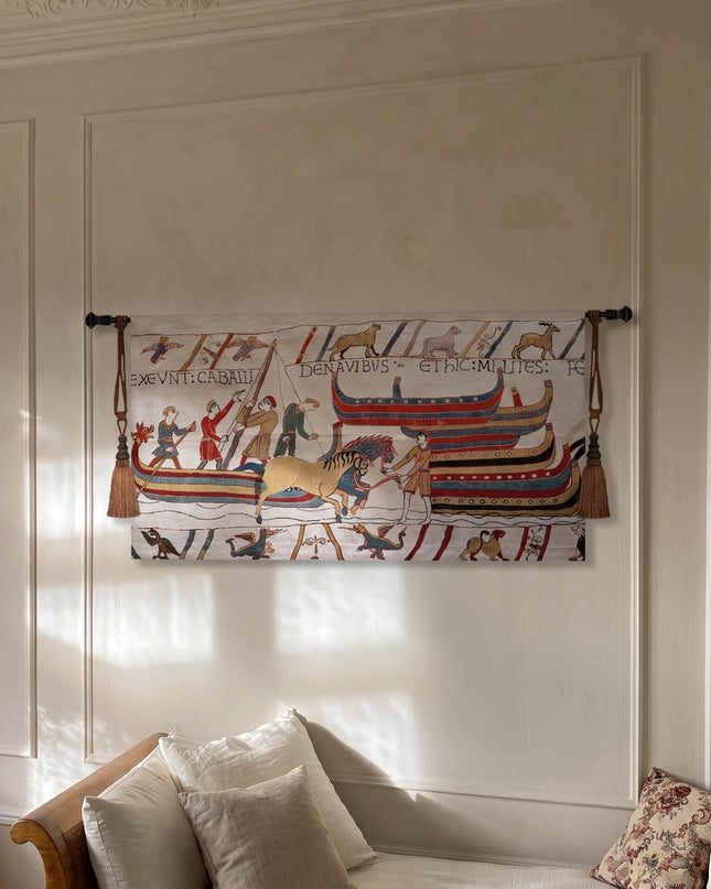 Medieval Bayeux Ship Tapestry - Norman Voyage Wall Hanging