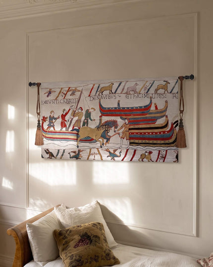 Medieval Bayeux Ship Tapestry - Norman Voyage Wall Hanging