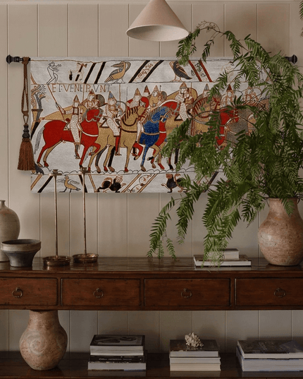 Medieval Cavalry Charge Belgian Jacquard Bayeux Tapestry