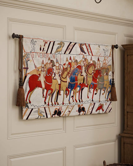 Medieval Cavalry Charge Belgian Jacquard Bayeux Tapestry