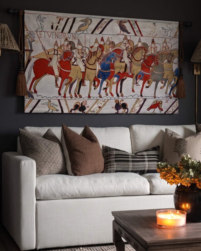 Medieval Cavalry Charge Belgian Jacquard Bayeux Tapestry