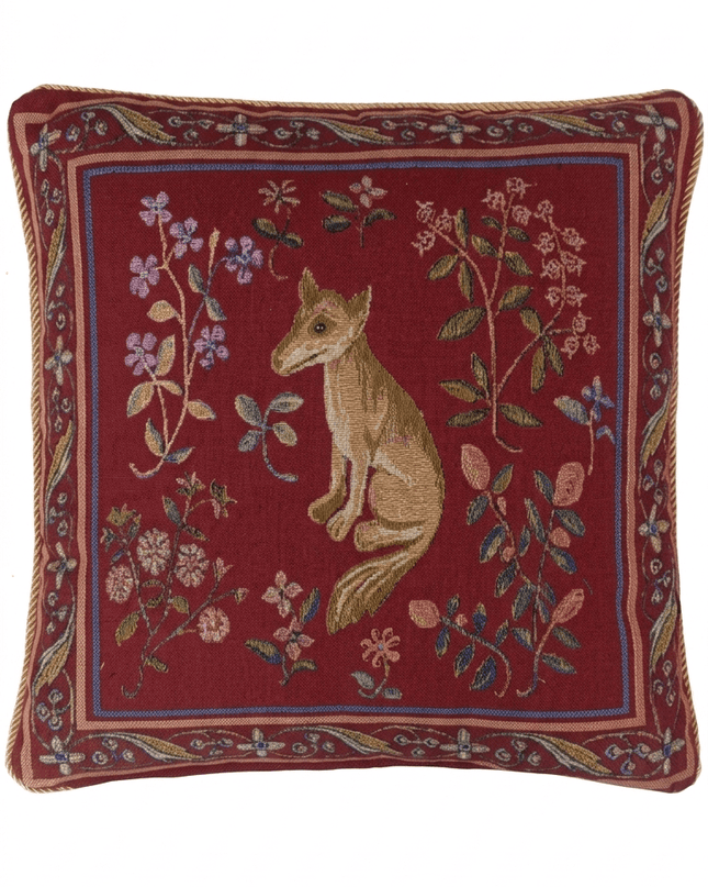 Medieval Fox France Lady and the Unicorn Tapestry Pillow Cover