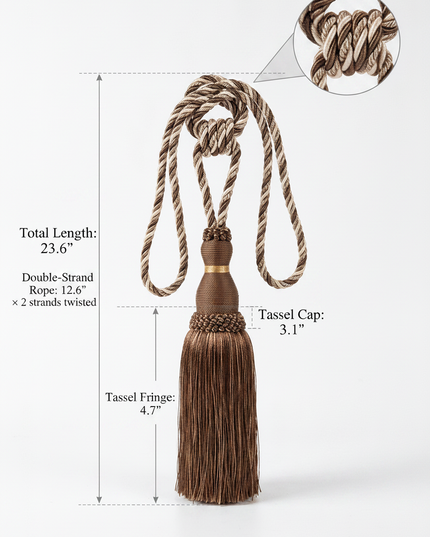 Medieval Tassel Dimension Diagram - Inches Only