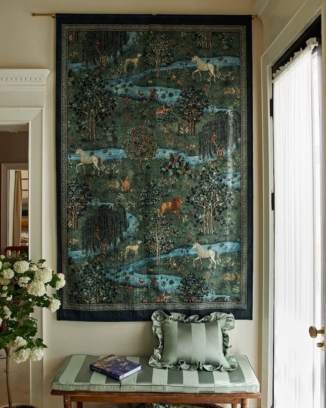 Medieval Modern Handmade Horse Animal Landscape Print Tapestry - 2026 Edition