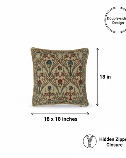 Medieval Lotus Flower Pillow Cover Annotated