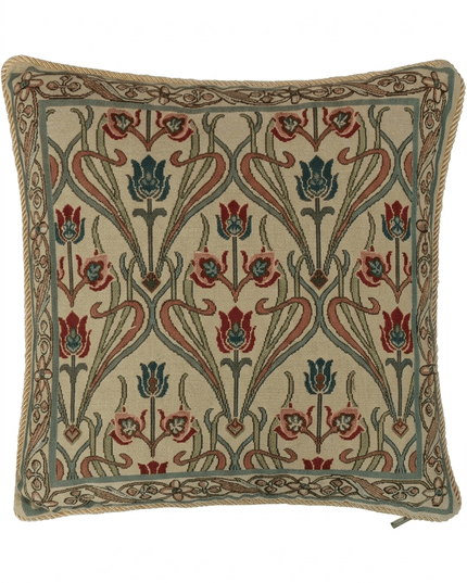 Medieval Lotus Flower Jacquard Tapestry Pillow Cover