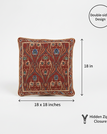 Lotus Flower Red Pillow Cover Annotated