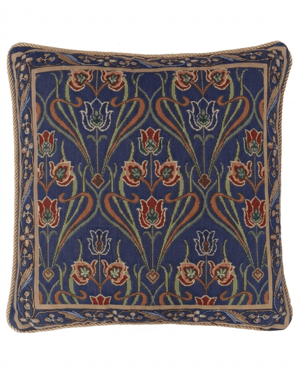Medieval Lotus Flower Jacquard Tapestry Pillow Cover