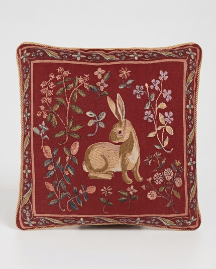 Medieval Rabbit French Lady and the Unicorn Tapestry Pillow Cover