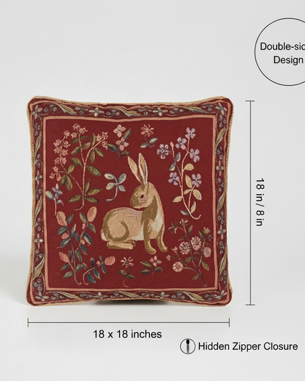 Medieval Rabbit Pillow Cover 18 inches annotation