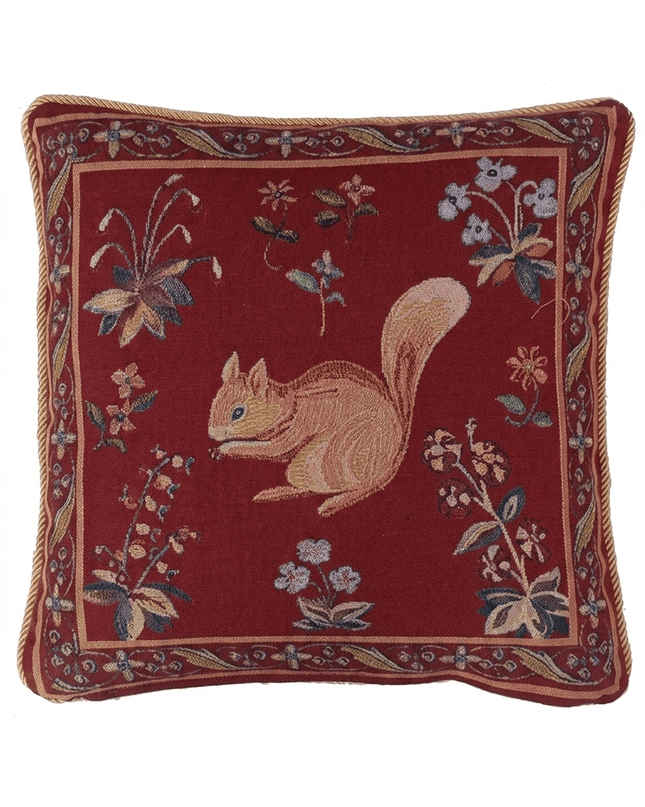 Medieval Squirrel France Lady and the Unicorn Tapestry Pillow Cover