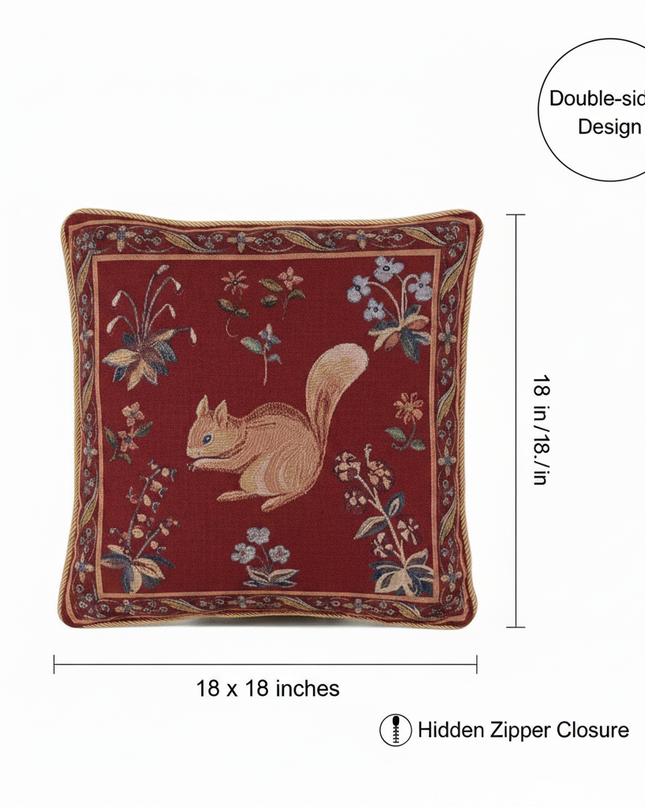 Medieval Squirrel Pillow Cover Annotated