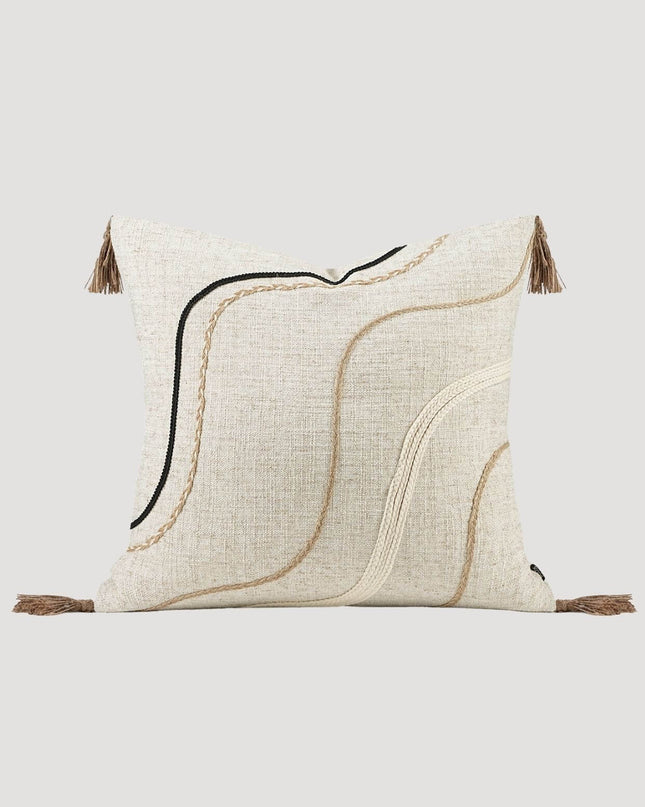 Natural Breathable Linen Hemp Rope Fringe Cushion Cover