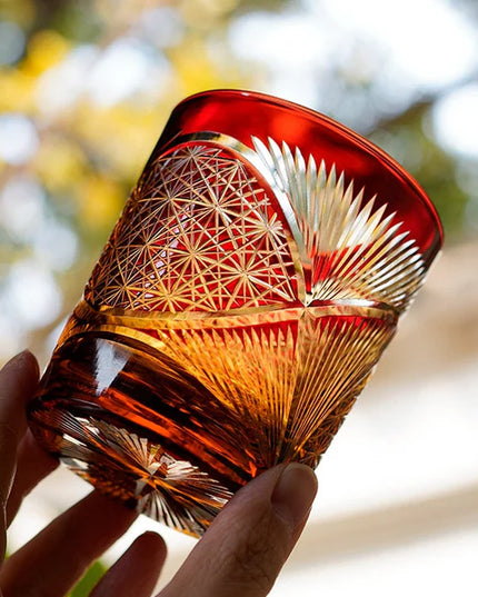 Edo Kiriko Whisky Glass- Crane Feather