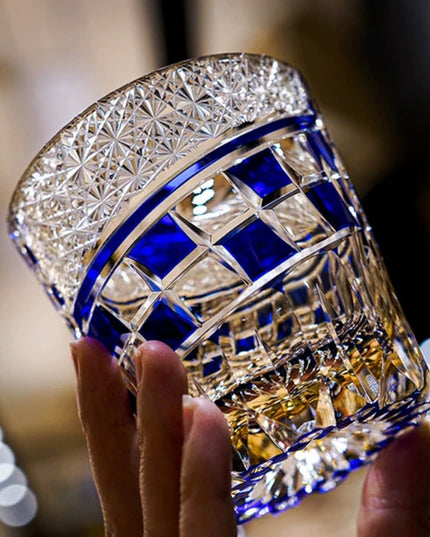 Edo Kiriko Whisky Glass -Sapphire Motif