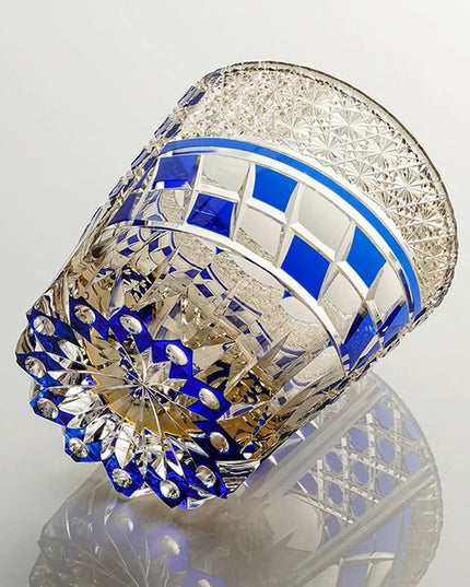 Edo Kiriko Whisky Glass -Sapphire Motif