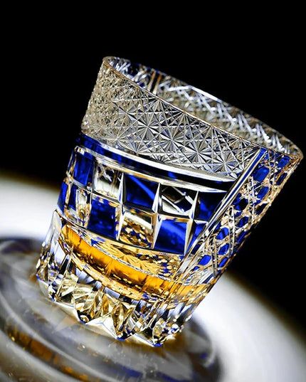 Edo Kiriko Whisky Glass -Sapphire Motif