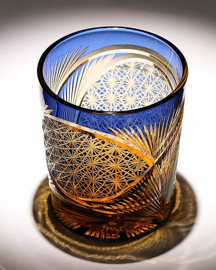 Edo Kiriko Whisky Glass- Crane Feather