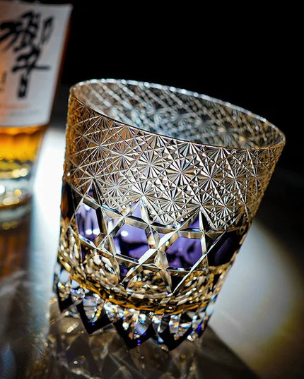 Edo Kiriko "Fluorite" Whisky Glass & Wooden Box