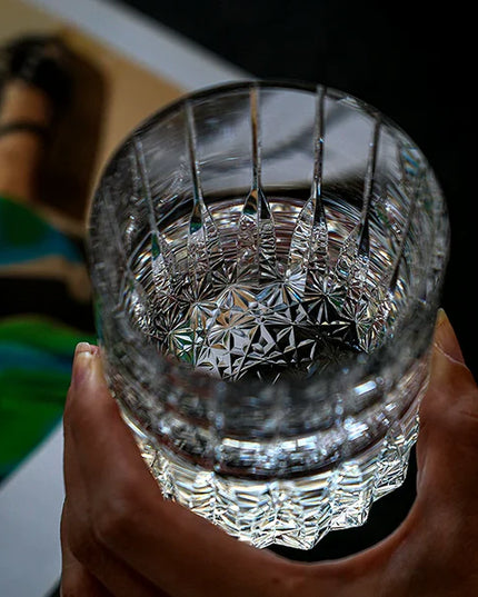 Handcrafted Japanese Artistry Edo Kiriko Whisky Glass - Multi-Color Edition "Dazzling"