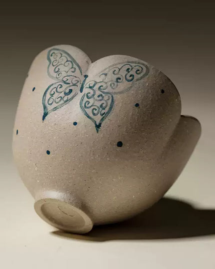 Japanese Hand-Painted Ceramic Butterfly Espresso & Tea Cup