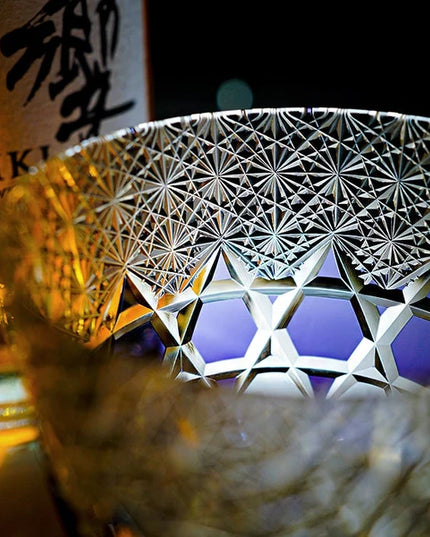 Edo Kiriko "Fluorite" Whisky Glass & Wooden Box