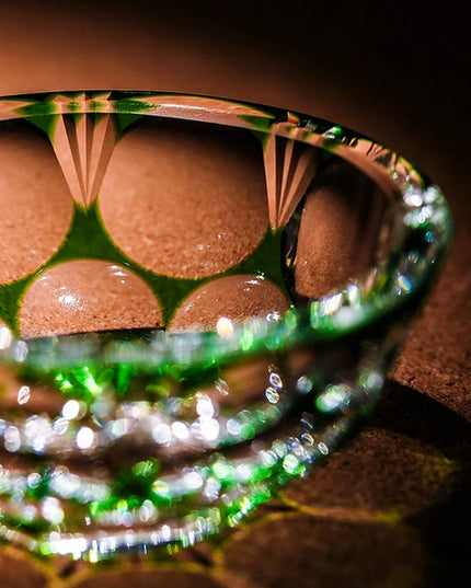 Edo Kiriko Art Crystal Glass-Jade Blossom