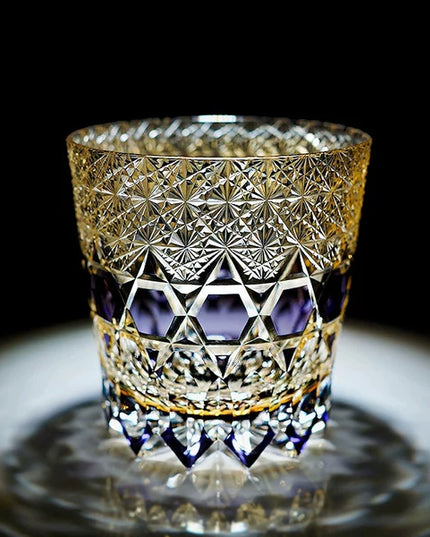 Edo Kiriko "Fluorite" Whisky Glass & Wooden Box