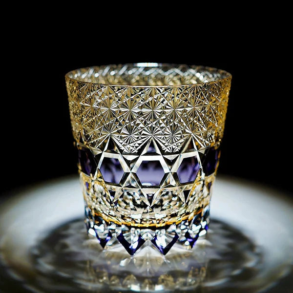 Edo Kiriko "Fluorite" Whisky Glass & Wooden Box