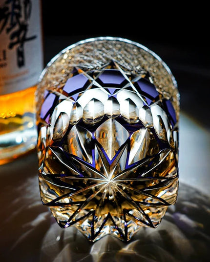 Edo Kiriko "Fluorite" Whisky Glass & Wooden Box