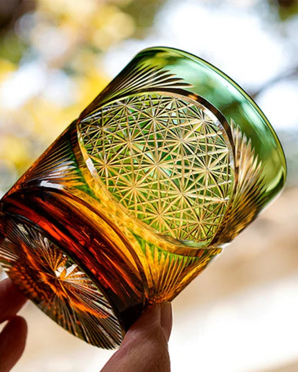 Edo Kiriko Whisky Glass- Crane Feather