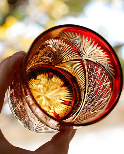 Edo Kiriko Whisky Glass- Crane Feather